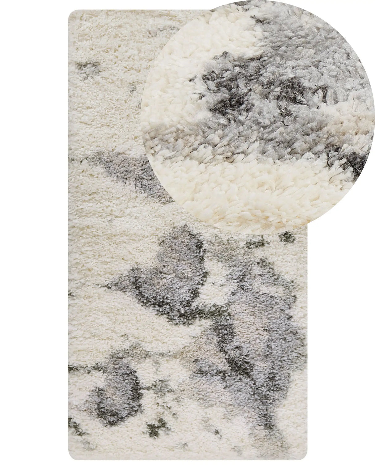 Area Rug Light Beige and Grey 80 x 150 cm Shaggy Rectangular Abstract Pattern Boho Traditional Style Living Room Bedroom Beliani