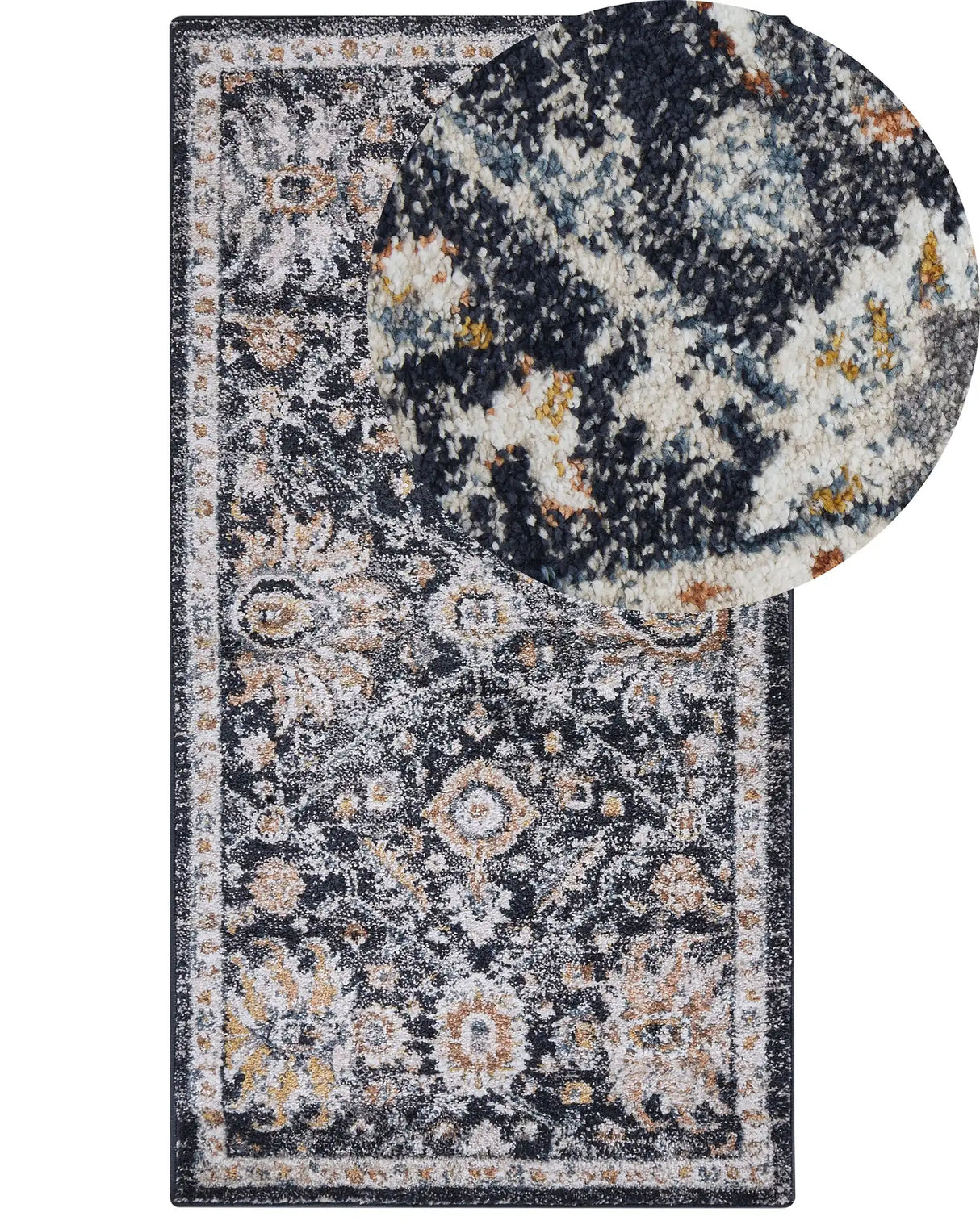 Area Rug Blue and Beige 80 x 150 cm Oriental Distressed Living Room Bedroom Beliani