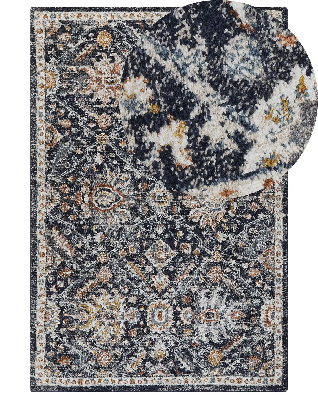 Area Rug Blue and Beige 160 x 230 cm Oriental Distressed Living Room Bedroom Beliani