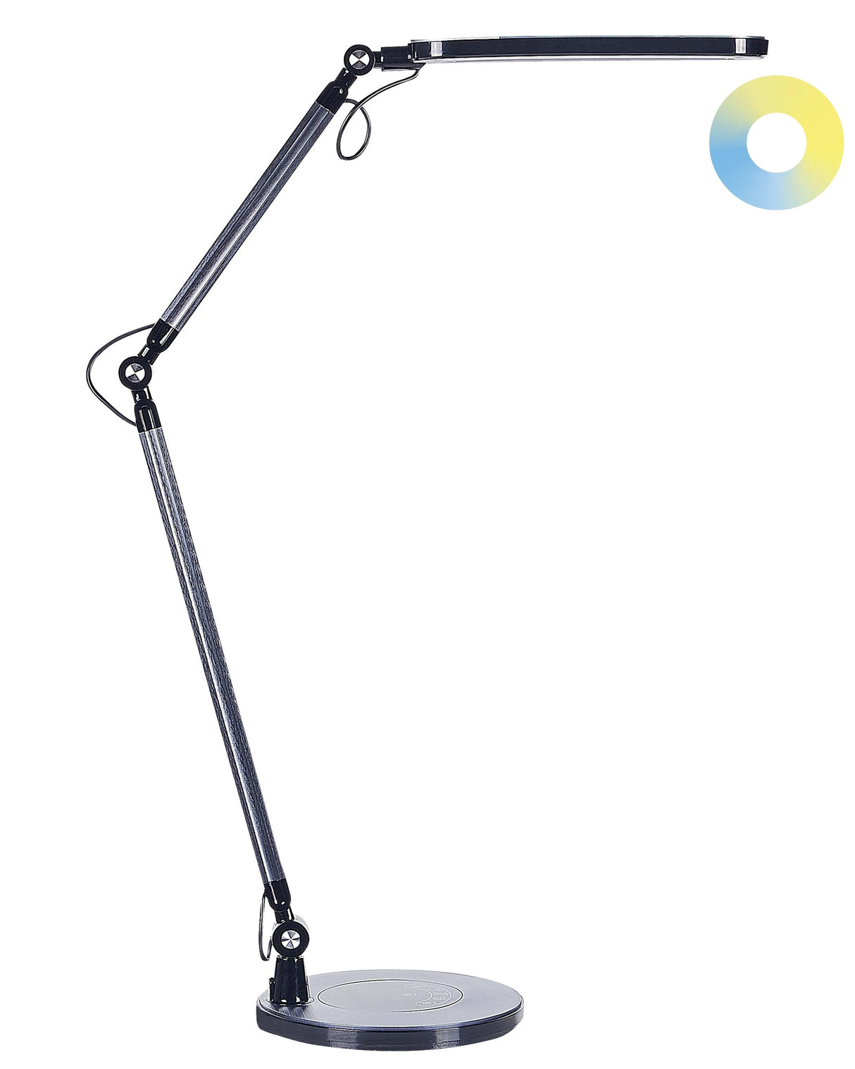 Desk LED Lamp Metal Aluminum Black with Base Double Dimming Touch Switch Light Office Study Modern Beliani