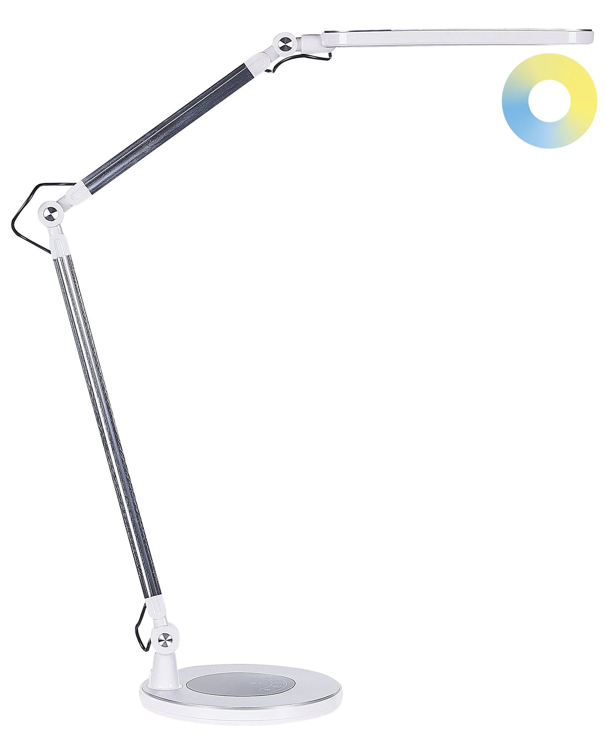 Desk LED Lamp Metal Aluminum Silver with Base Double Dimming Touch Switch Light Office Study Modern Beliani