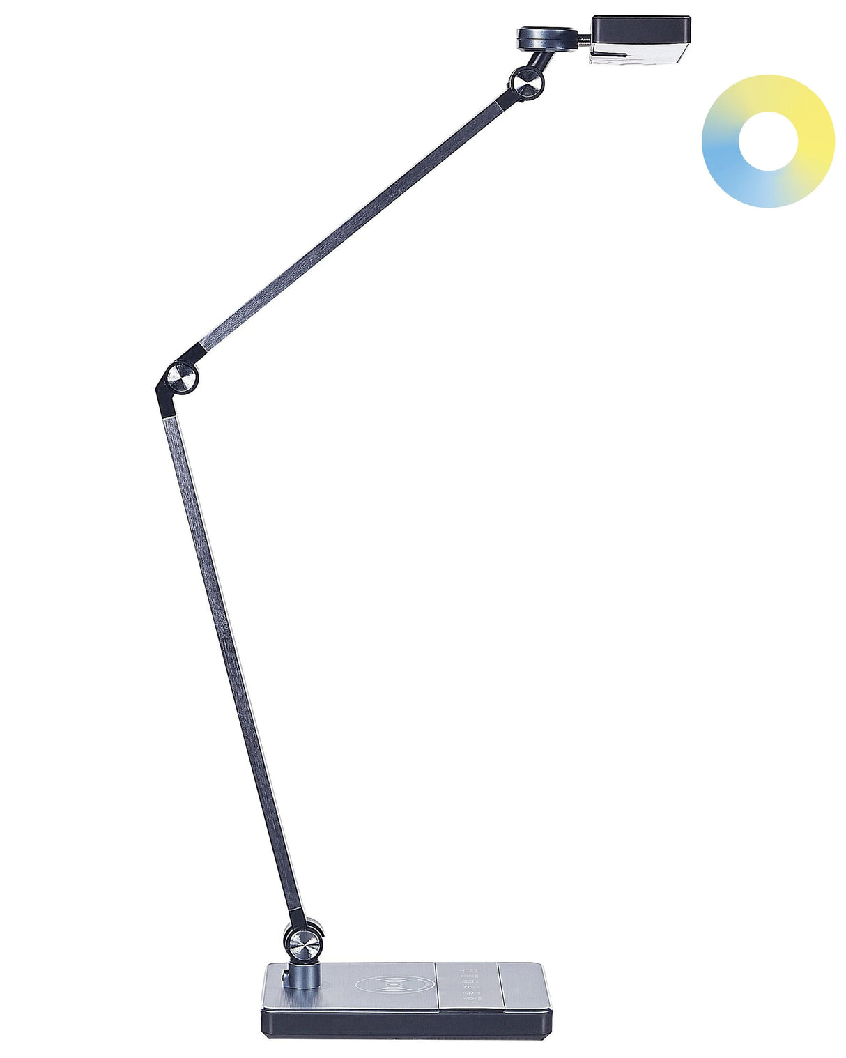 Desk LED Lamp Metal Aluminum Black Stepless Dimming Touch Switch Wireless Charger Light Office Study Modern Beliani