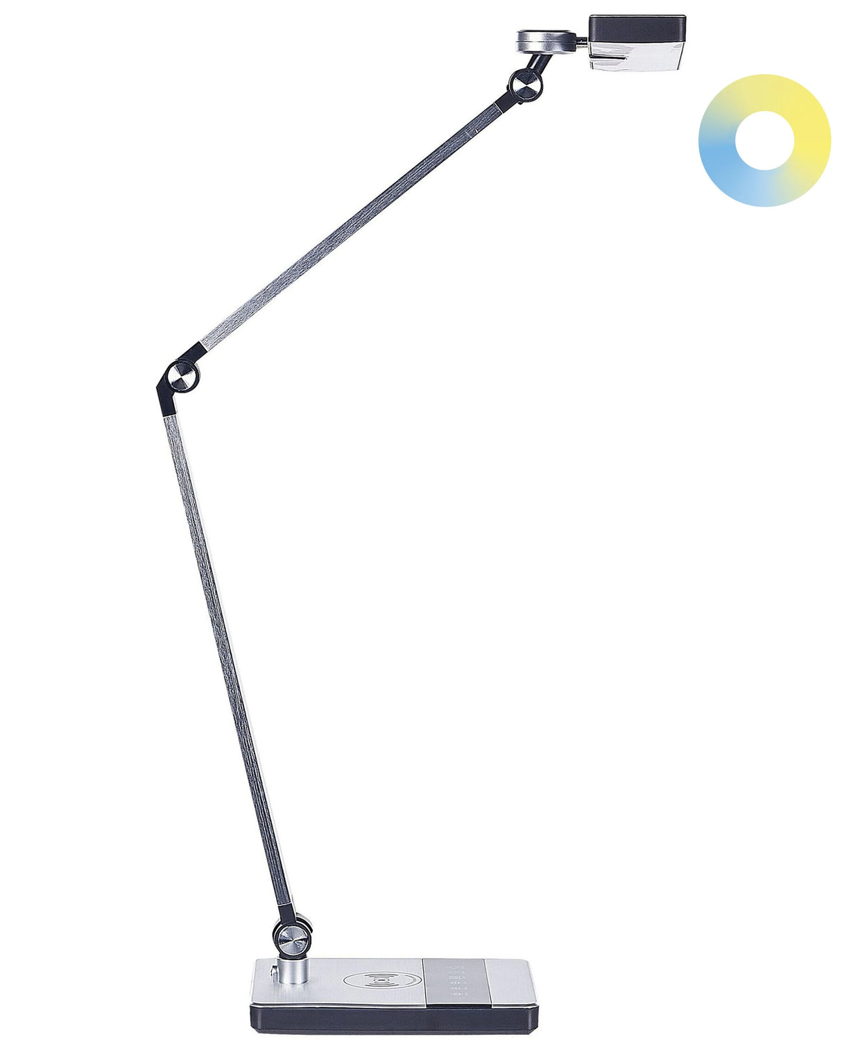 Desk LED Lamp Metal Aluminum Silver Stepless Dimming Touch Switch Wireless Charger Light Office Study Modern Beliani