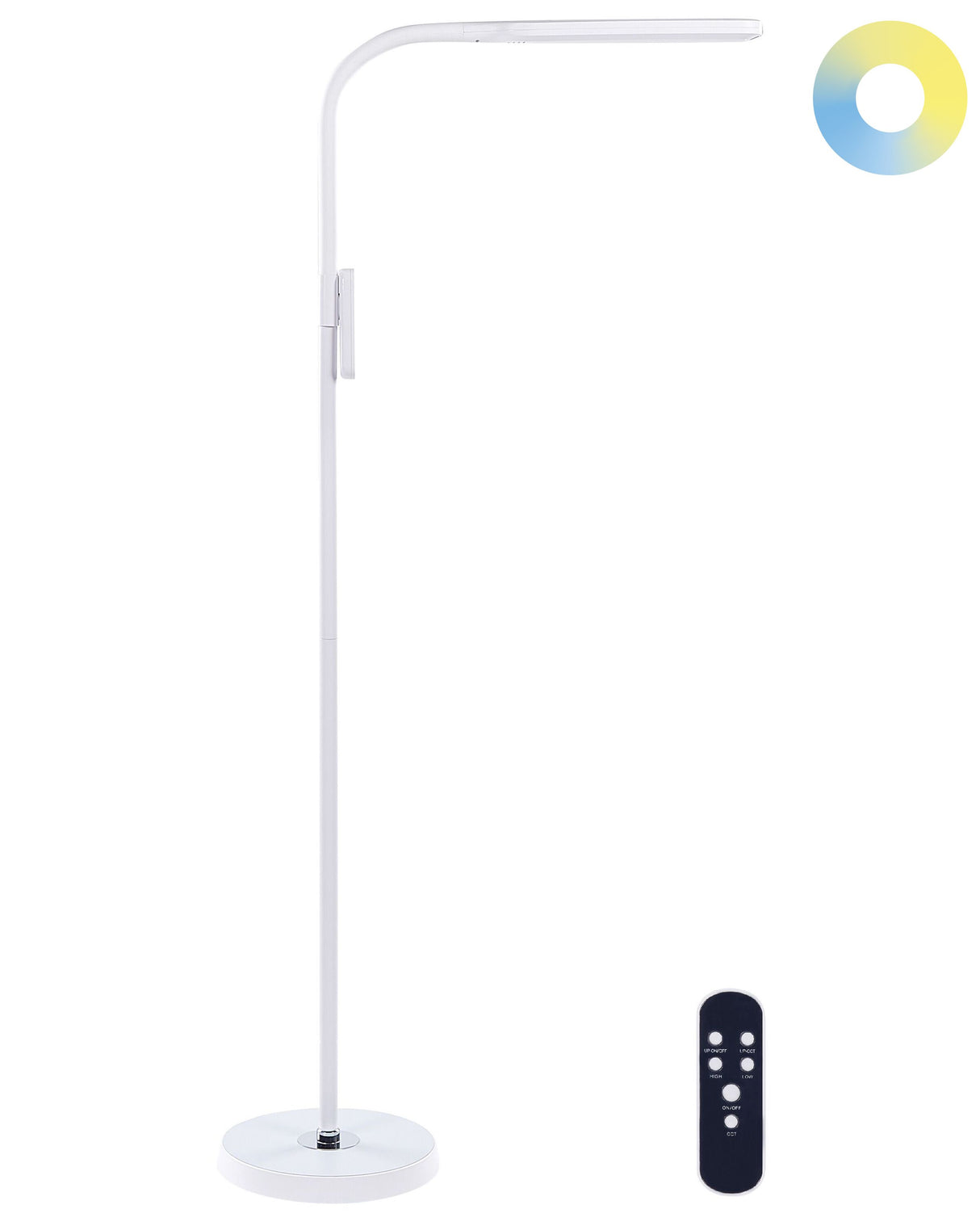 Floor LED Lamp White Synthetic Material 160 cm Height Dimming Remote Control Modern Lighting Home Office Beliani