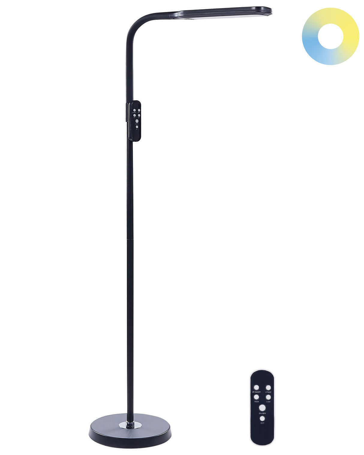 Floor LED Lamp Black Synthetic Material 160 cm Height Dimming Remote Control Modern Lighting Home Office Beliani