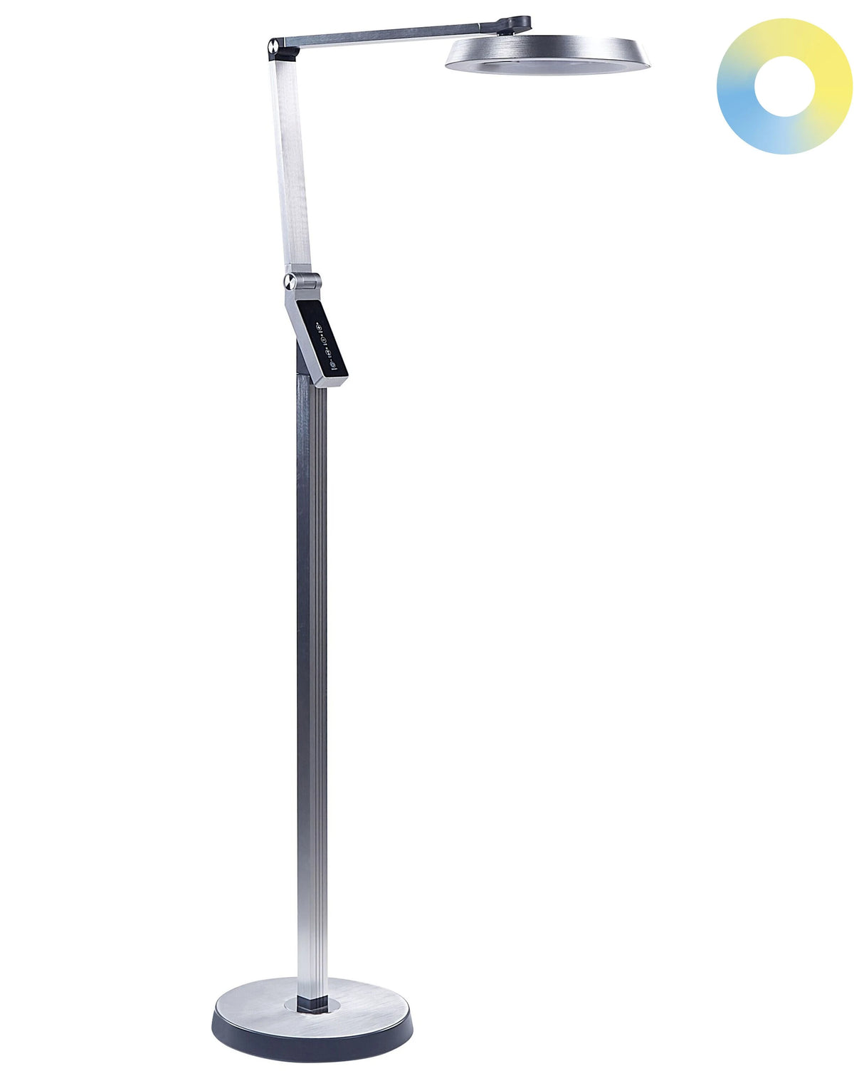 Floor LED Lamp Silver Synthetic Material 170 cm Height Dimming LCD Modern Lighting Home Office Beliani