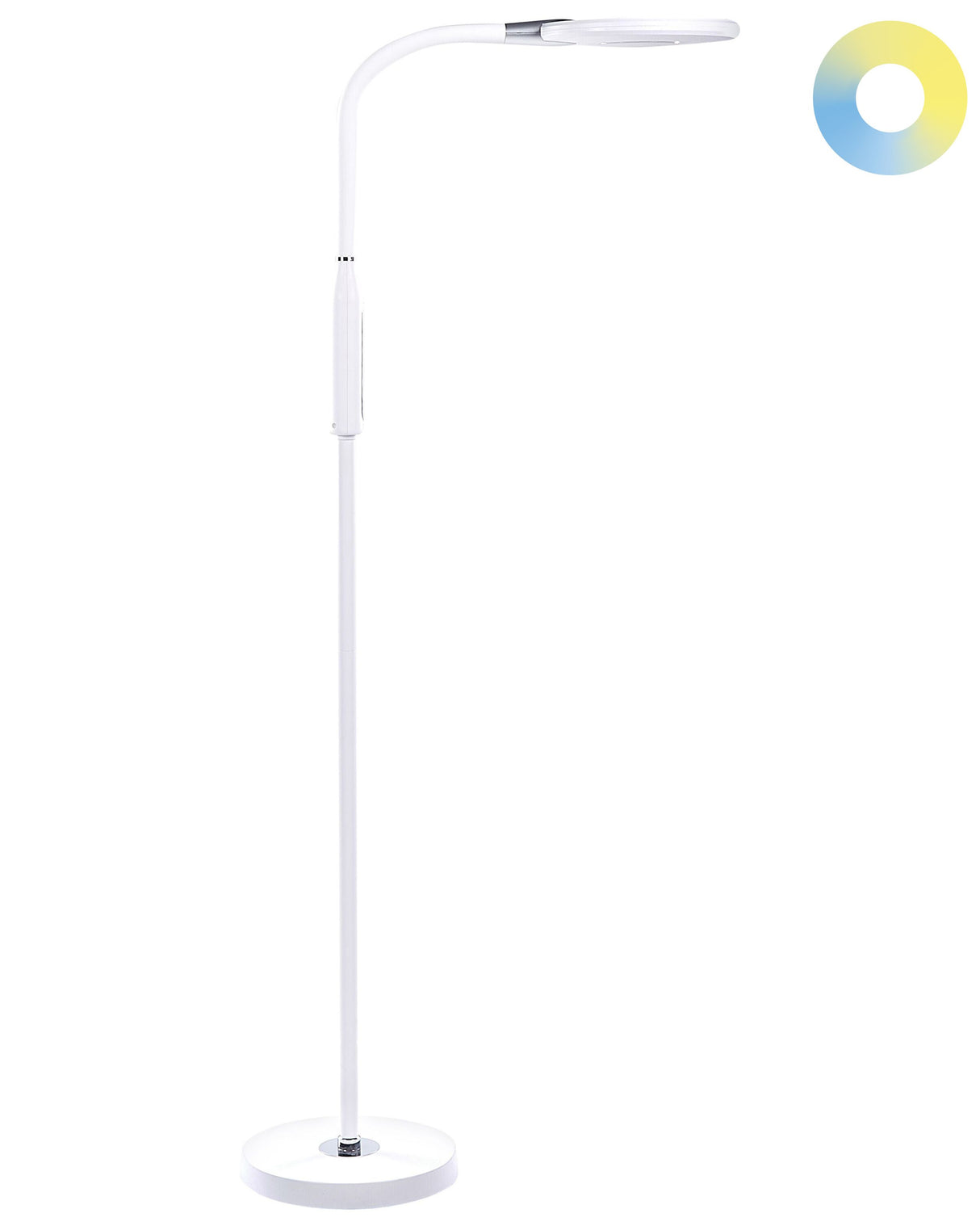 Floor LED Lamp White Synthetic Material 148 cm Height Slider Dimming Modern Lighting Home Office Beliani
