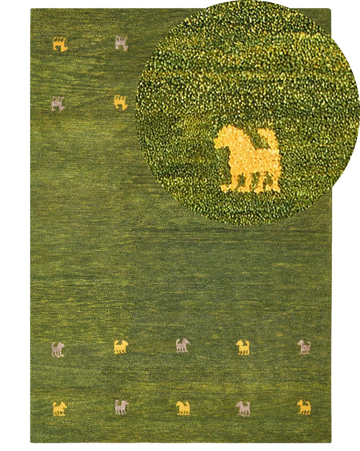 Wool Area Rug Green 160 x 230 cm Hand Tufted Western Motif Rustic Modern Design Beliani