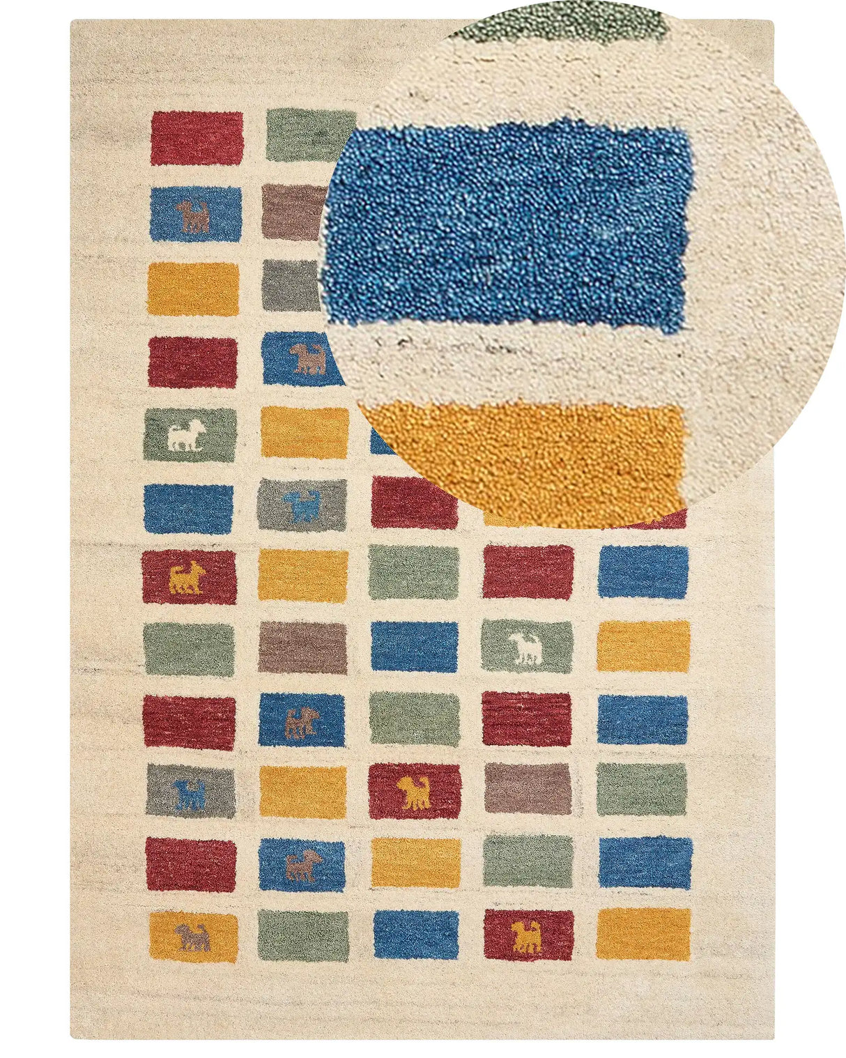 Area Rug Multicolour Wool 160 x 230 cm Thick Dense Pile Ethnic Rustic Pattern Log Cabin Farmhouse Style Beliani