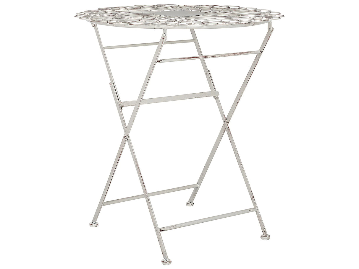 Garden Bistro Chairs White Metal Distressed Effect Chairs Vintage Retro Beliani