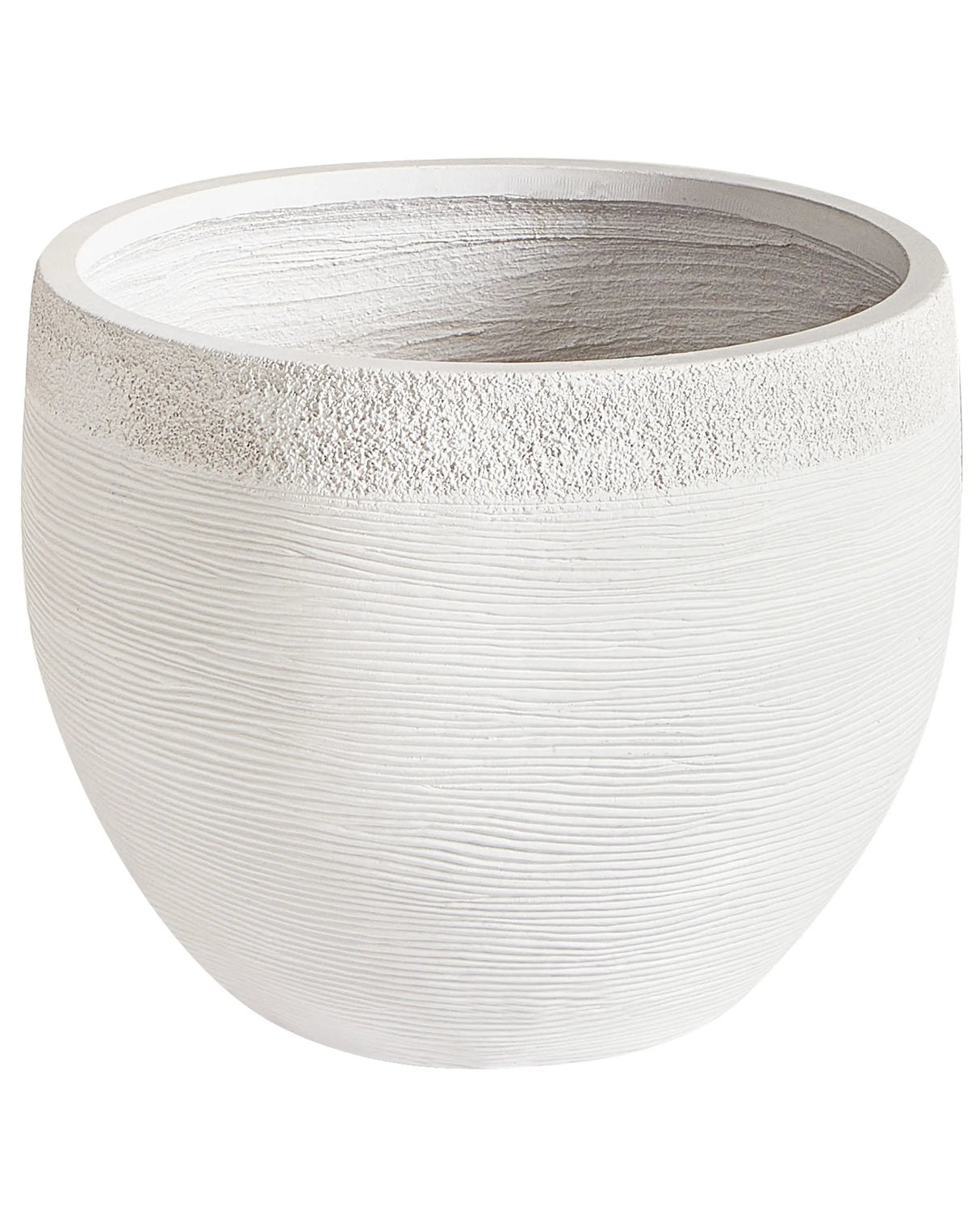 Plant Pot White 38x38x30 cm Fibre Clay Round Weather Resistant Beliani