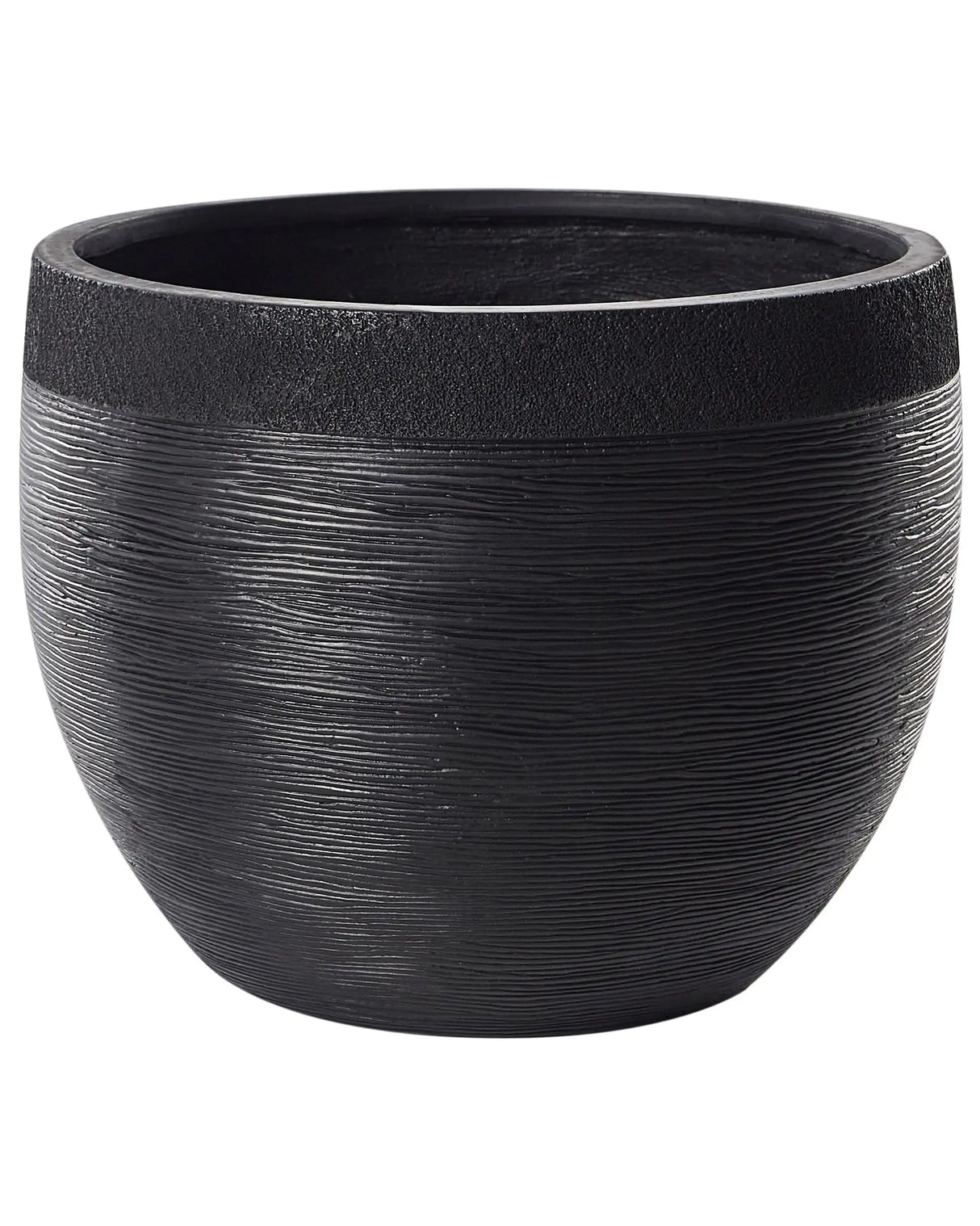 Plant Pot Black 50x50x39 cm Fibre Clay Round Weather Resistant Beliani