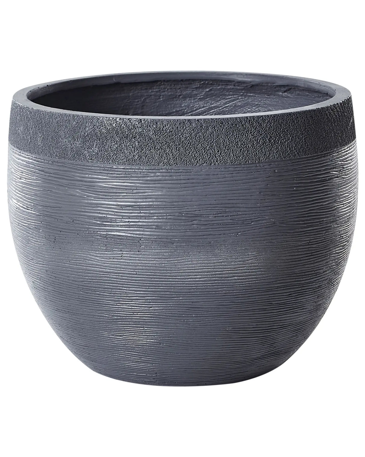 Plant Pot Grey 50x50x39 cm Fibre Clay Round Weather Resistant Beliani