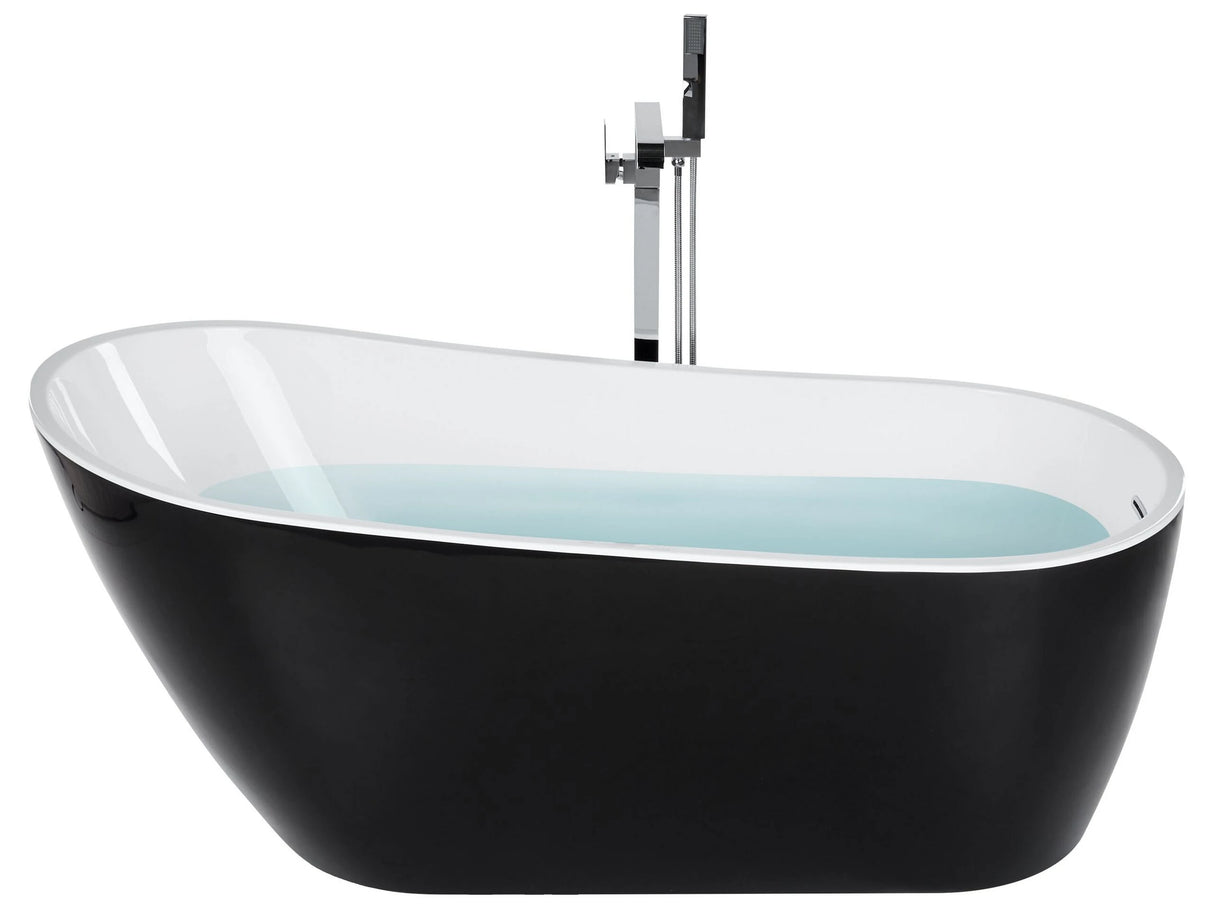 Freestanding Bath Black Sanitary Acrylic 170 x 78 cm Oval Design Beliani
