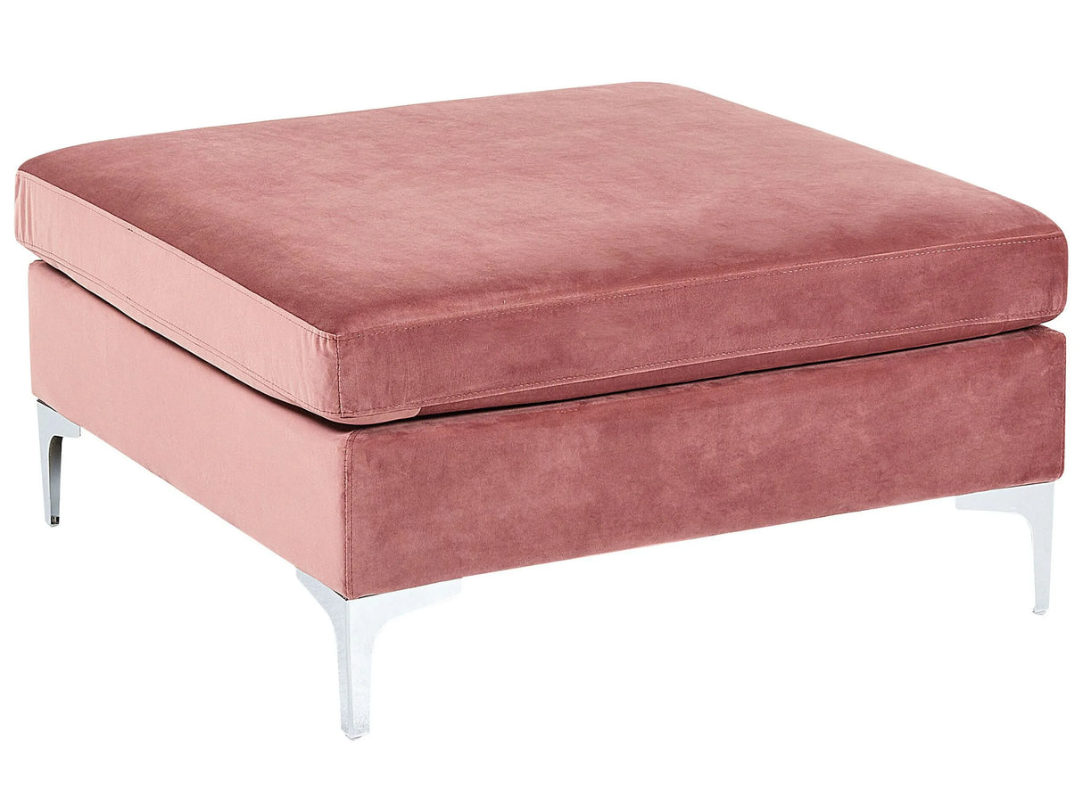 Ottoman Pink Velvet Top-Pillow Seat Silver Metal Legs Glamour Style Beliani