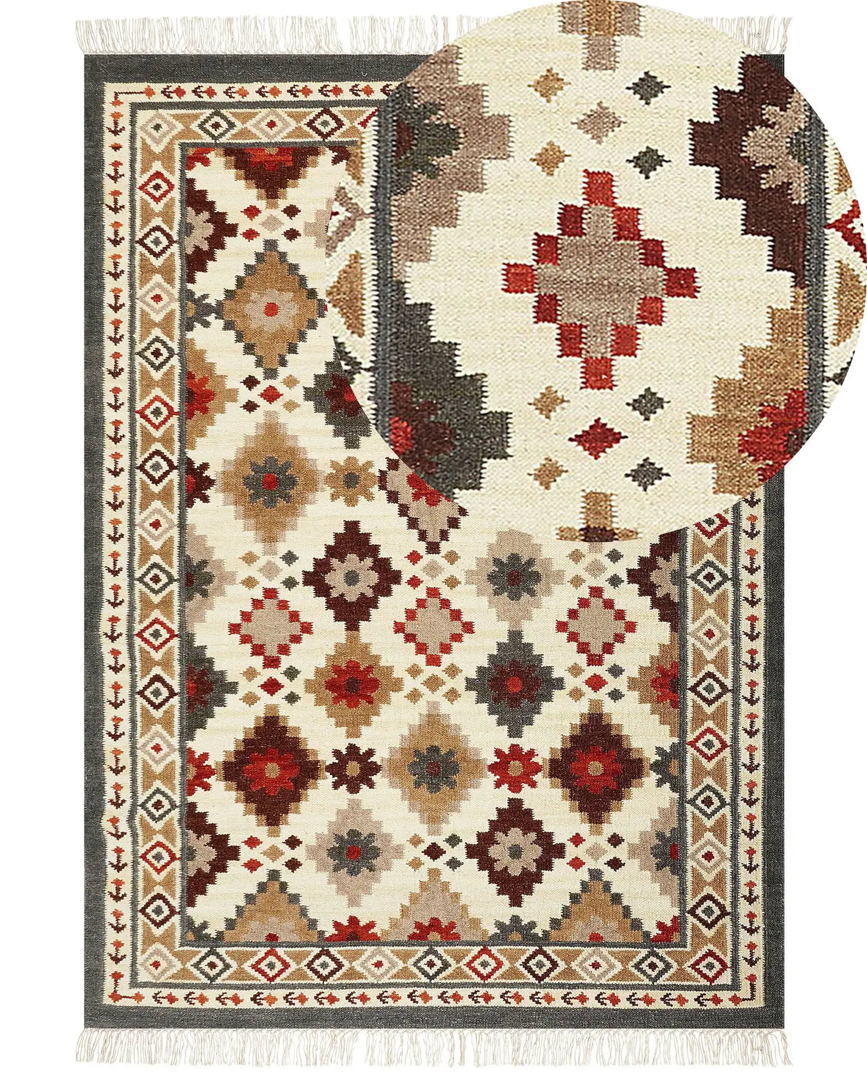 Wool Area Rug Multicolour 200 x 300 cm Hand Woven Kilim Rug Rustic Oriental Design Beliani
