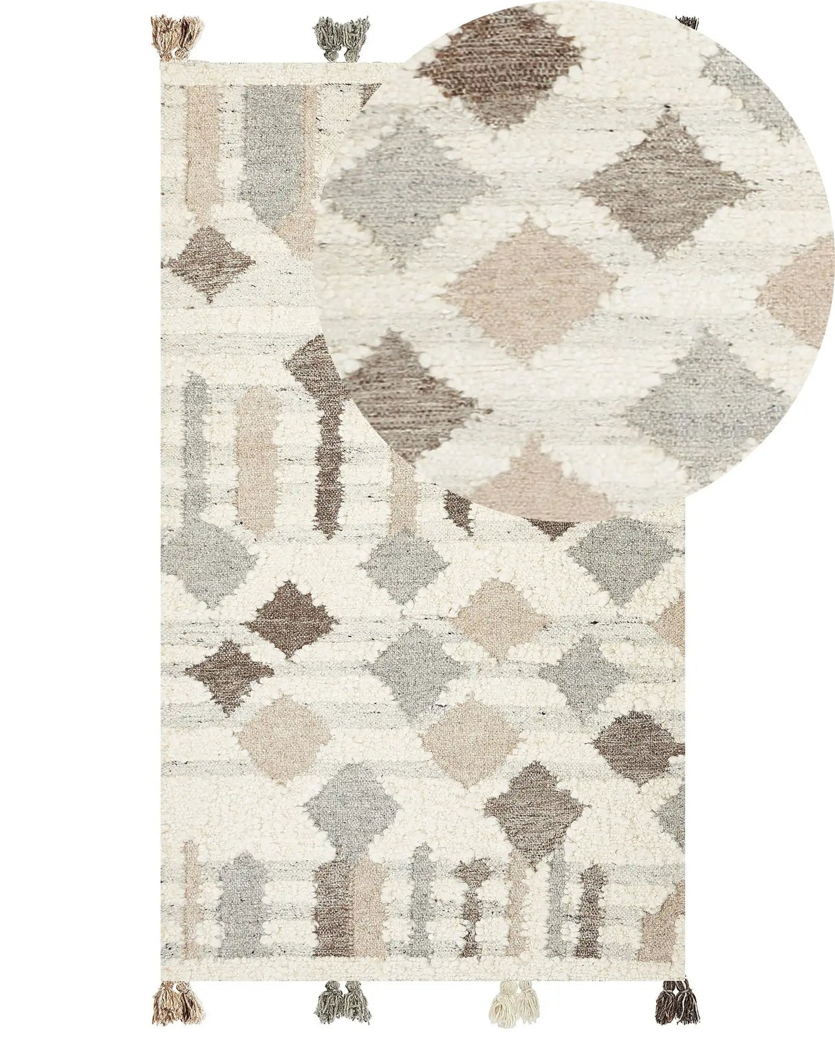 Kilim Area Rug Multicolour Wool and Cotton 80 x 150 cm Handmade Woven Boho Patchwork Pattern with Tassels Beliani