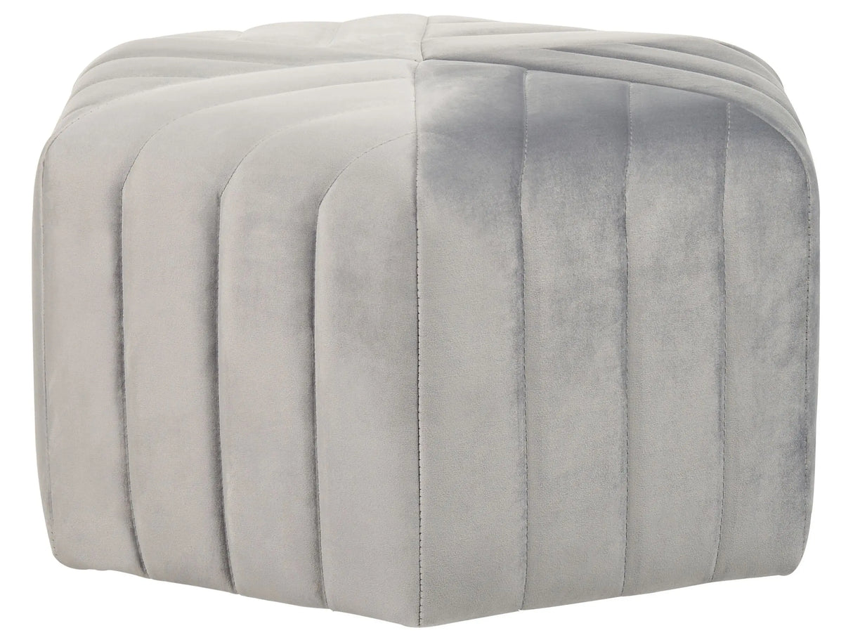 Pouffe Grey Velvet 53 x 48 x 29 cm Upholstered Hexagonal Footstool Ottman Glamour Style Living Room Beliani
