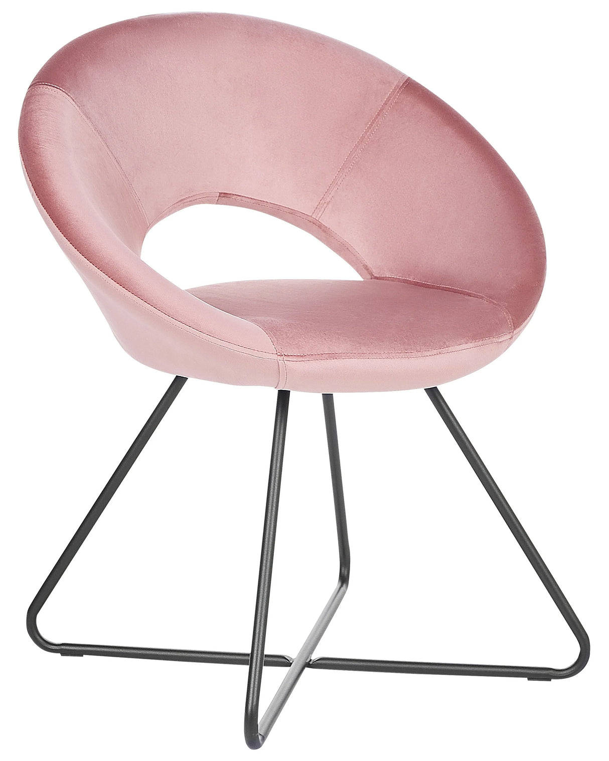 Accent Chair Pink Velvet Upholstery Tufted Armless Black Cross Base Steel Frame Retro Design Beliani