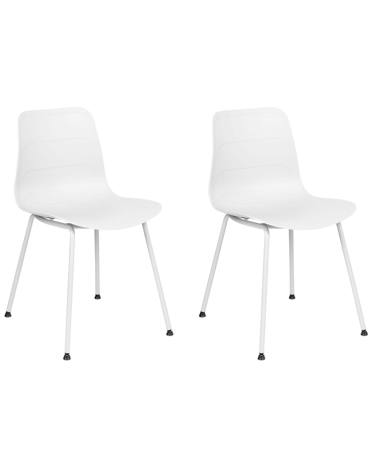 Set of 2 Dining Chairs White Synthetic Seat White Metal Legs Minimalist Design Backrest Modern Scandinavian Beliani