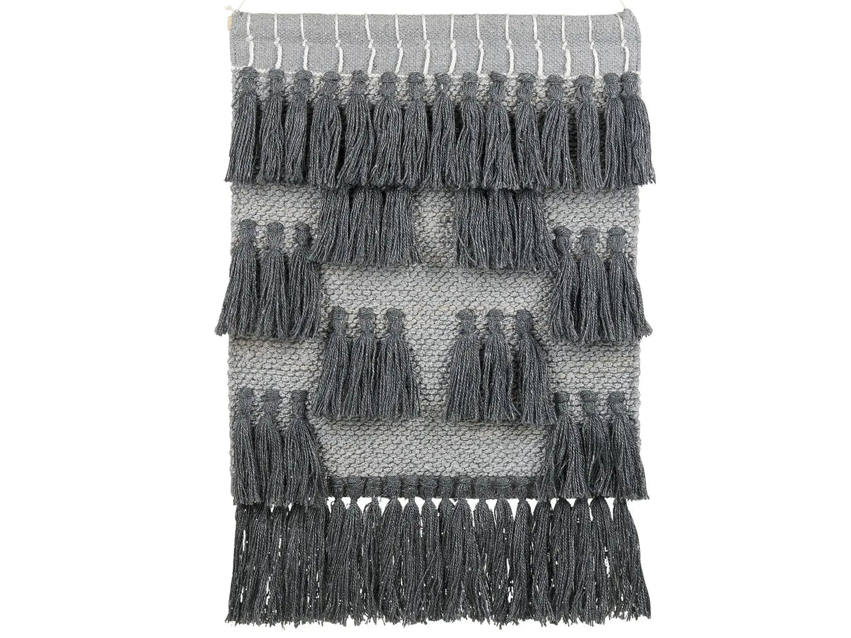 Wall Hanging Grey Cotton Handwoven with Tassels Wall Dcor Hanging Decoration Boho Modern Style Living Room Bedroom Beliani