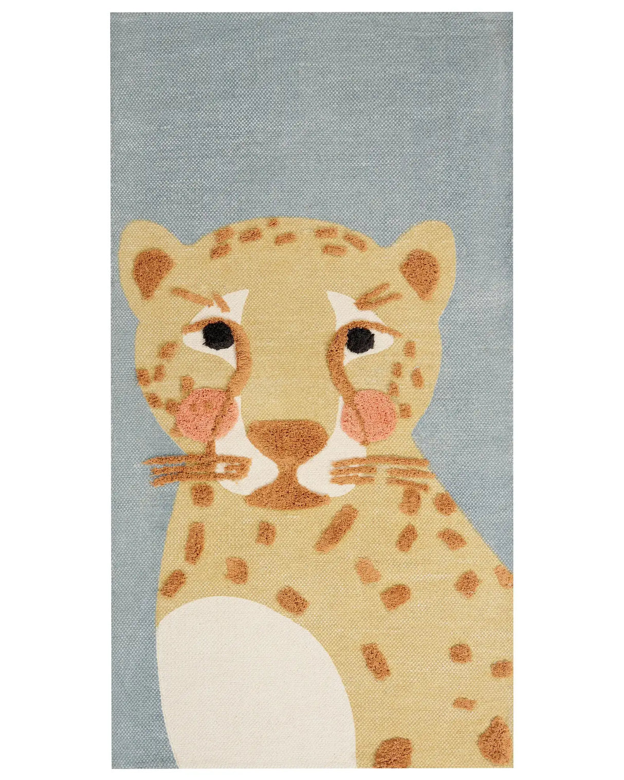 Area Rug Yellow Grey Leopard Print 80 x 150 cm Low Pile Runner for Children Playroom Beliani