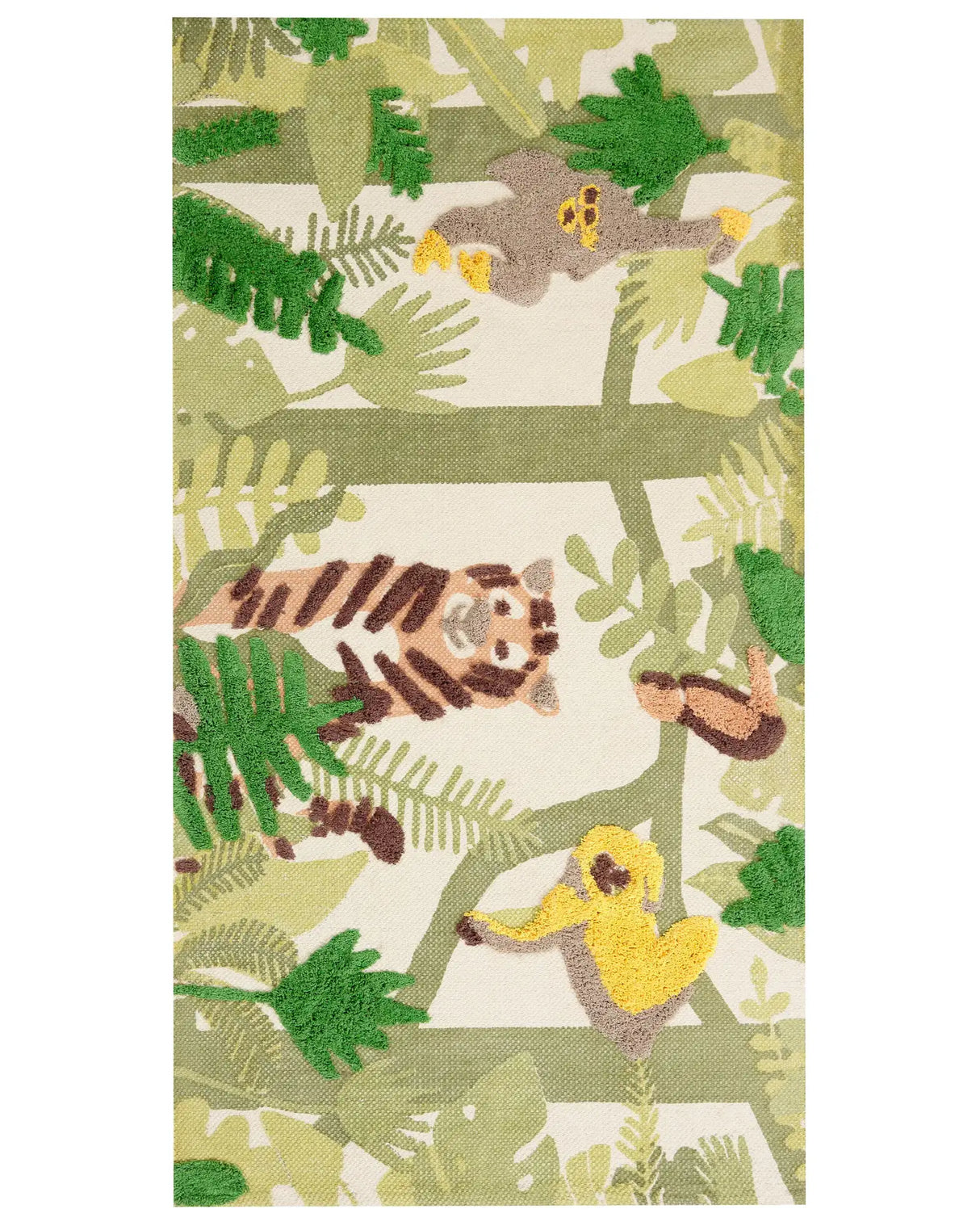Area Rug Multicolour Jungle Print 80 x 150 cm Low Pile Runner for Children Playroom Beliani