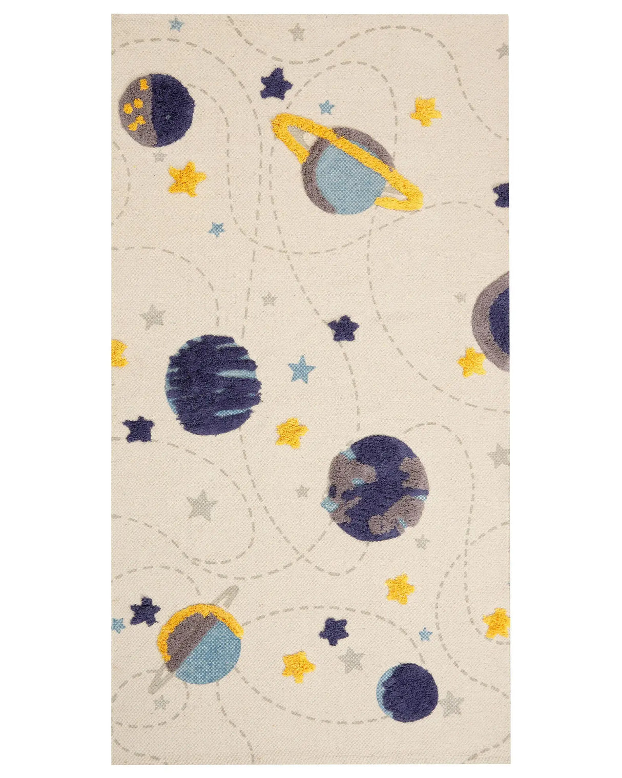 Area Rug Multicolor Planets Stars Print 80 x 150 cm Low Pile Runner for Children Playroom Beliani
