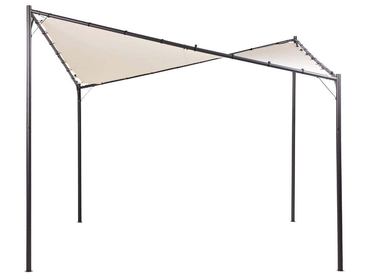 Pergola Beige Polyester Steel 300 x 300 cm Fabric Shade Metal Frame Garden Pavilion Beliani