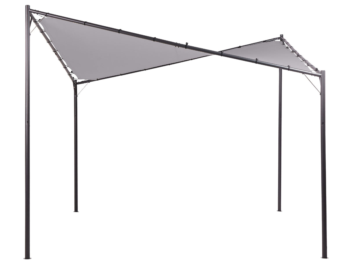 Pergola Grey Polyester Steel 300 x 300 cm Fabric Shade Metal Frame Garden Pavilion Beliani