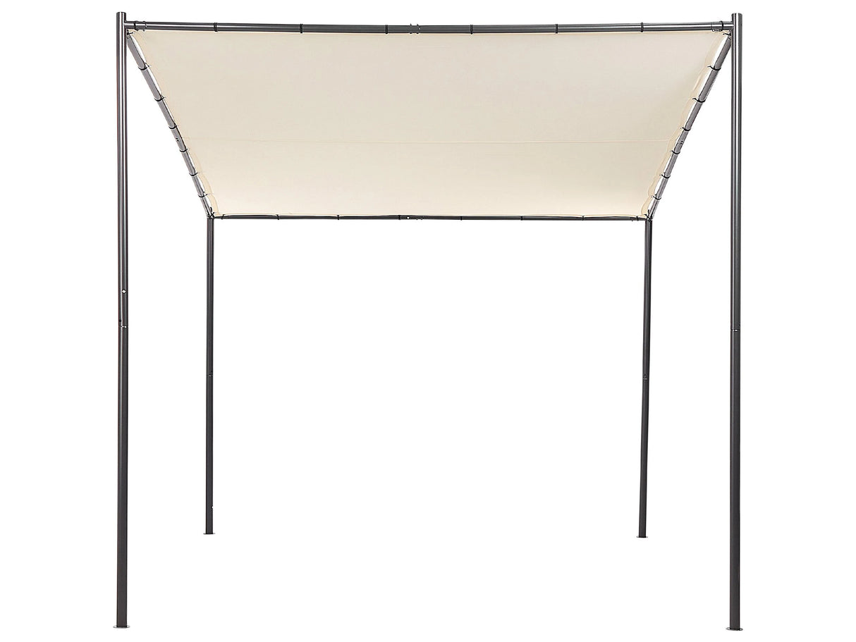 Pergola Beige Polyester Steel 282 x 294 cm Fabric Shade Metal Frame Garden Pavilion Beliani
