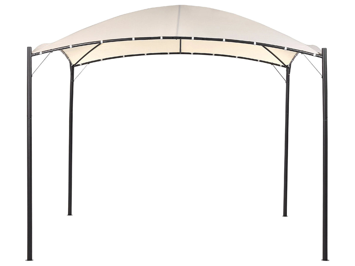 Pergola Beige Polyester Steel 305 x 305 cm Fabric Shade Metal Frame Garden Pavilion Beliani