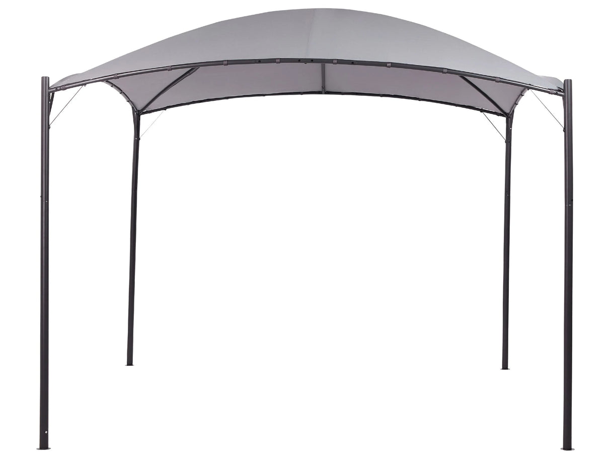 Pergola Grey Polyester Steel 305 x 305 cm Fabric Shade Metal Frame Garden Pavilion Beliani