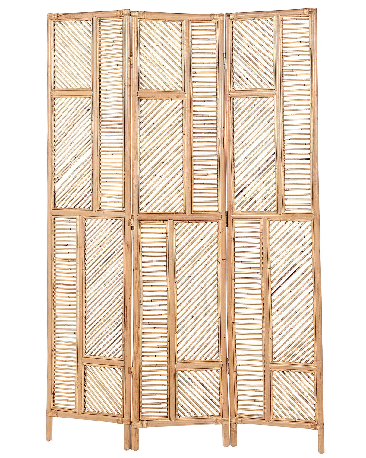 Room Divider Natural Rattan Frame 3 Panels Folding Decorative Wicker Screen Partition Beliani