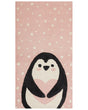 Area Rug Pink Cotton Polyester 80 x 150 cm Pinguin Print Low Pile Runner for Children Playroom  Beliani