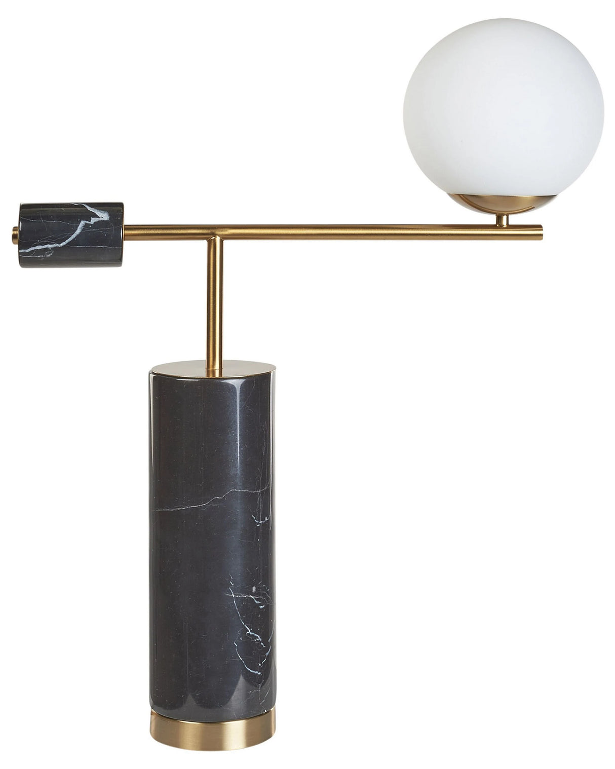Table Lamp Black and Gold Marble Base Glass Shade Living Room Bedroom Modern Contemporary Beliani