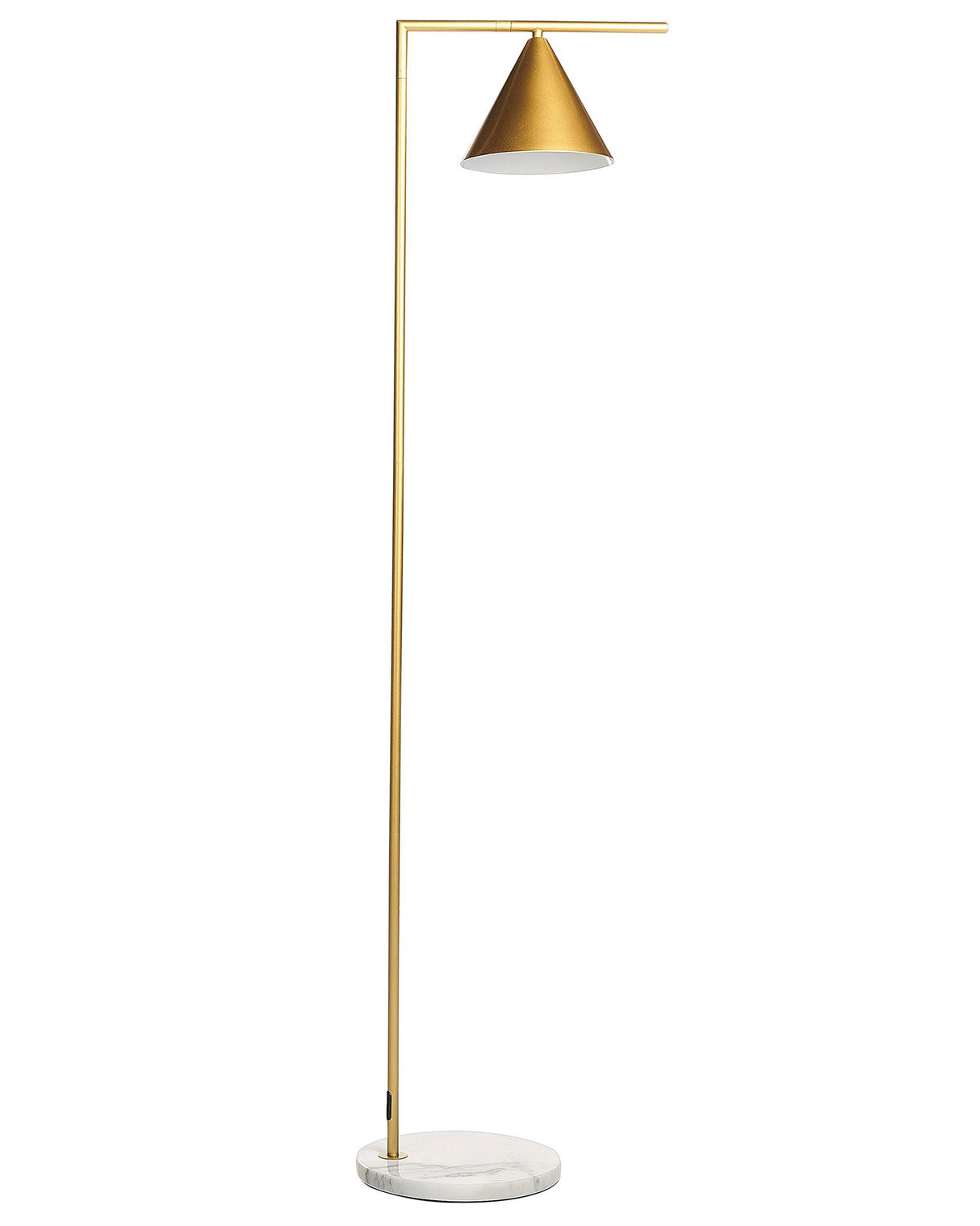 Floor Lamp Gold Marble Base Cone Shade Office Study Modern Beliani