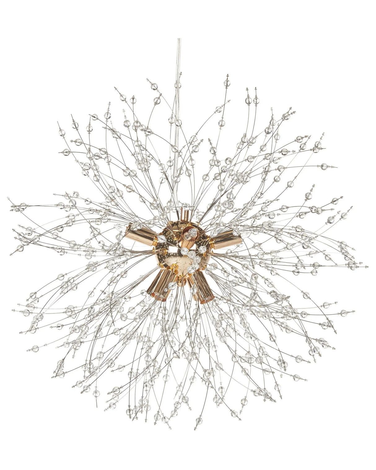 Crystal Pendant Lamp Gold Metal Base Glass Crystaal Beads 8 Fittings Contemporary Design Beliani