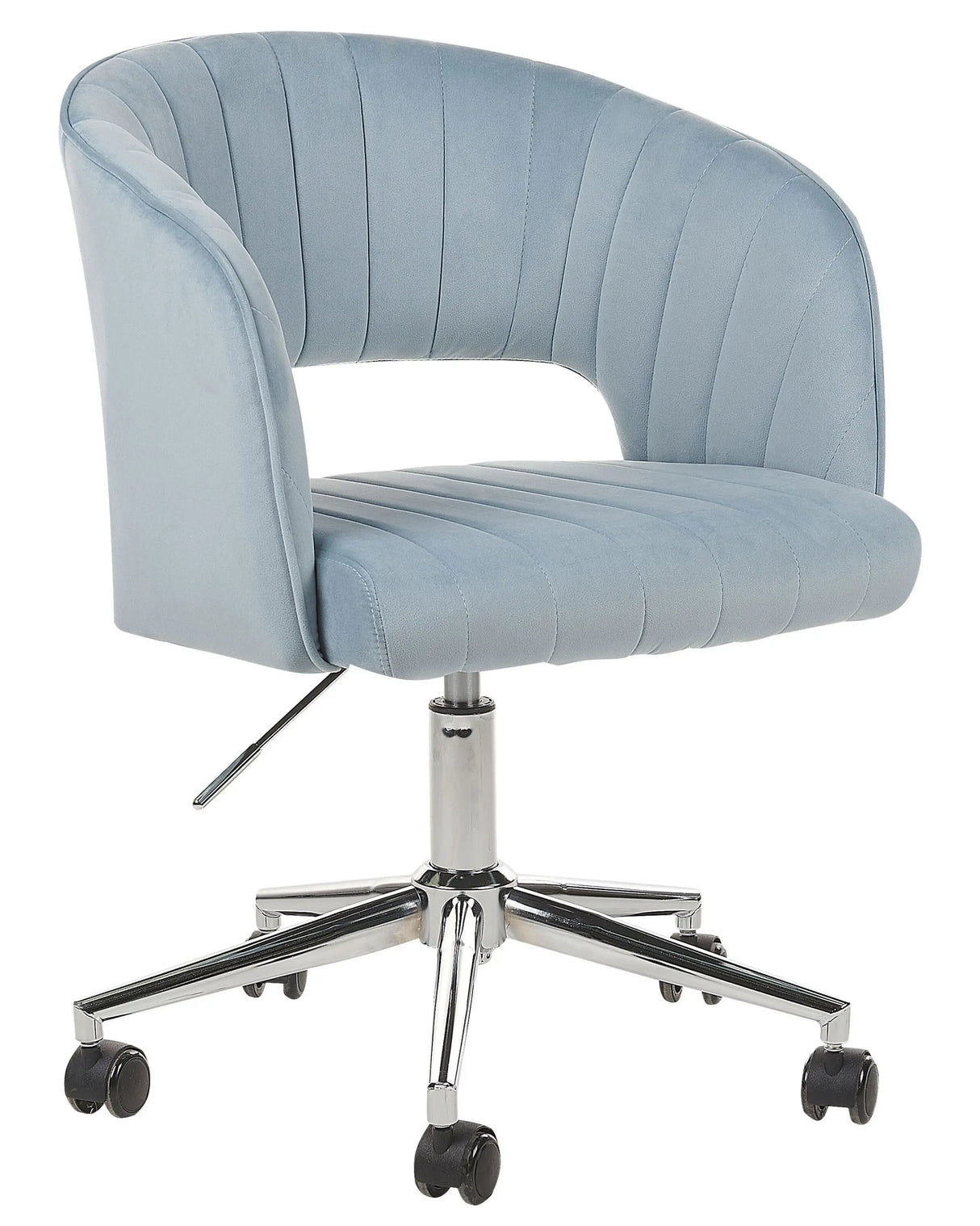 Office Swivel Chair Light Blue Velvet Height Adjustable Full Swivel Button Tufted Backrest Beliani
