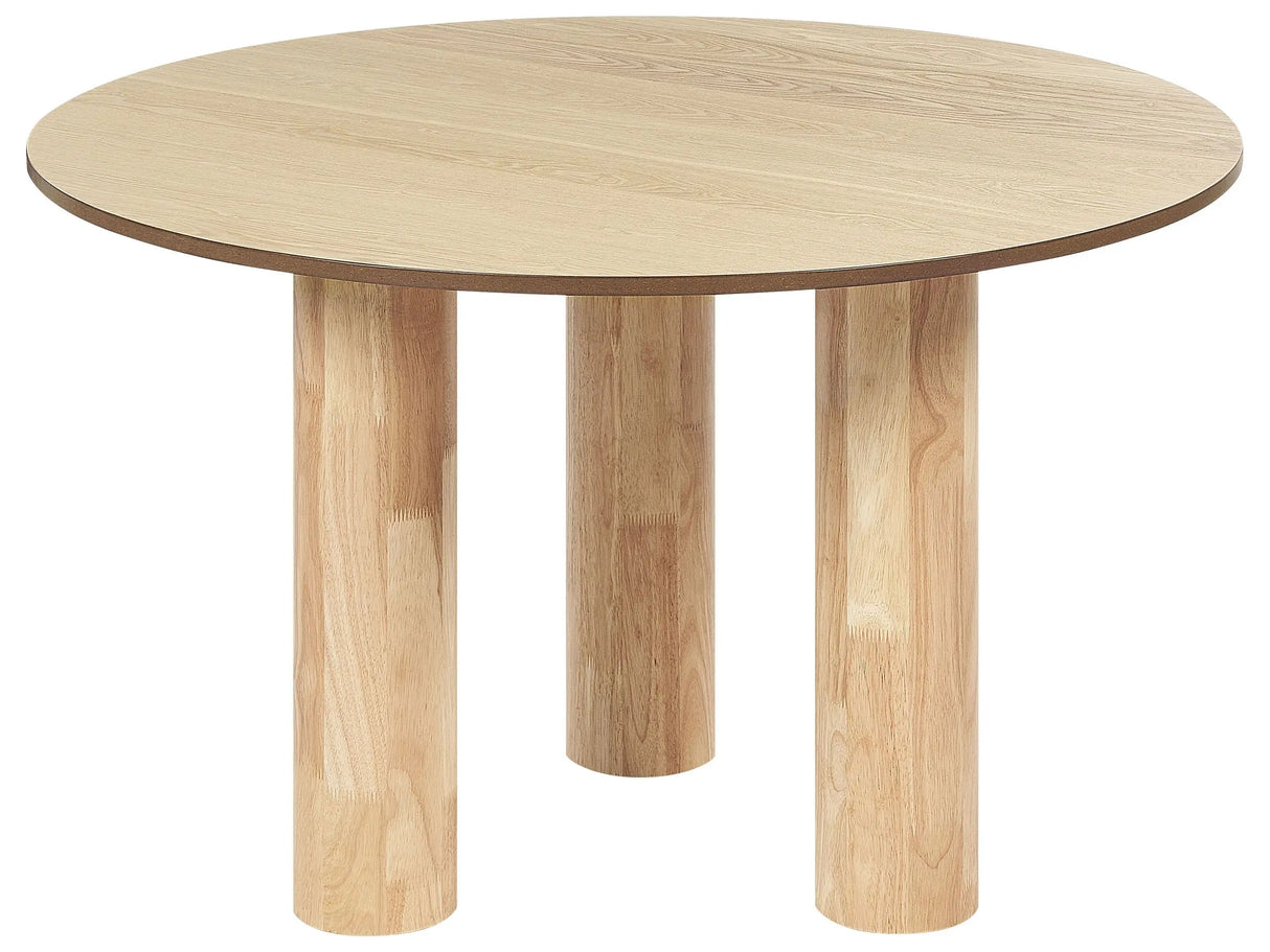 Dining Table Light Ash Wood MDF Tabletop Rubberwood Legs 120 cm Modern Rustic Style Beliani