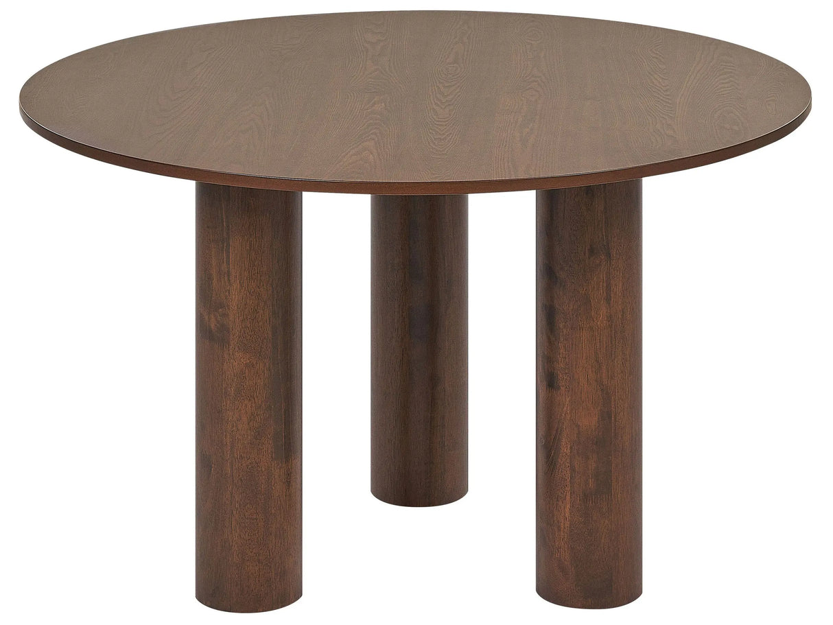 Dining Table Dark Ash Wood MDF Tabletop Rubberwood Legs 120 cm Modern Rustic Style Beliani