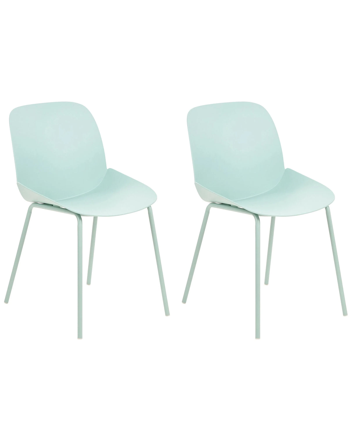Set of 2 Dining Chairs Mint Green Plastic Deep Seat Contemporary Modern Design Dining Room Seating Beliani