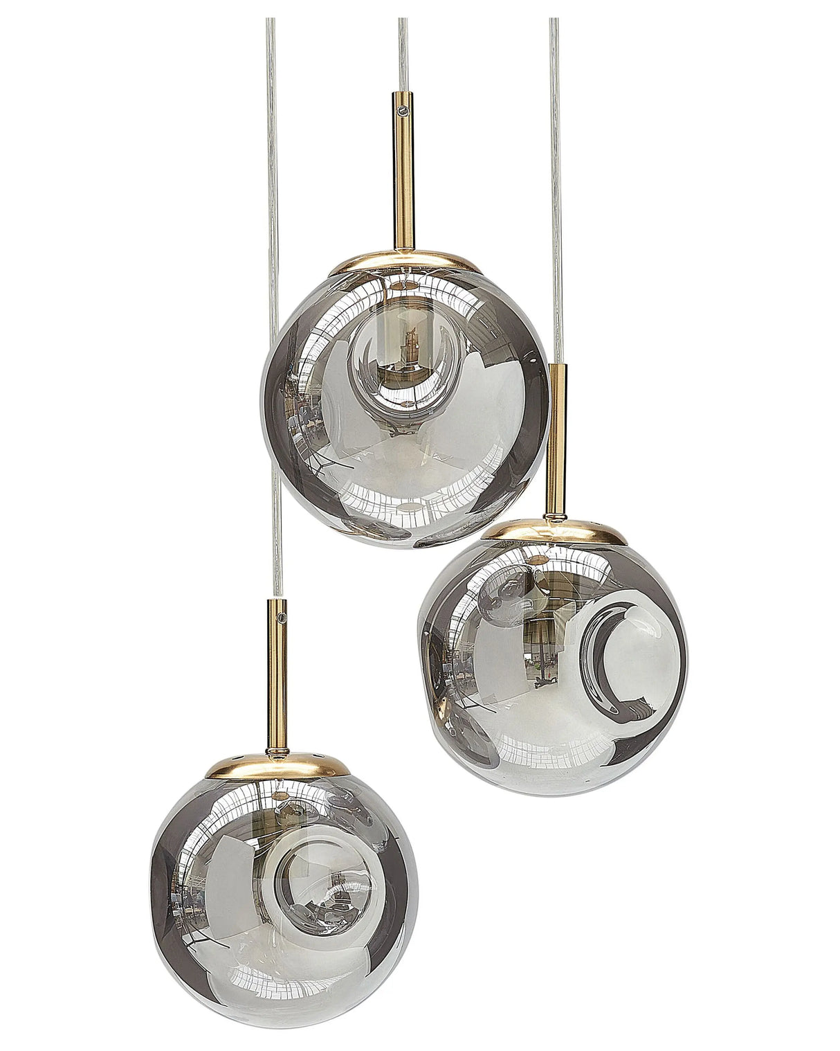 Pendant Lamp Transparent Glass Shades Brass Iron 3 Light Modern Design Home Accessories Living Room Beliani