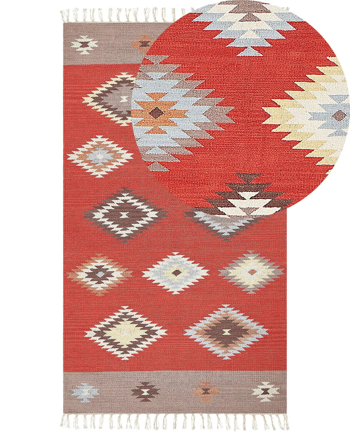 Kilim Area Rug Multicolour Cotton 80 x 150 cm Low Pile Geometric Pattern Rectangular Traditional Beliani
