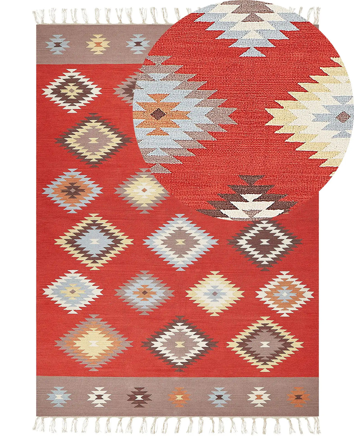 Kilim Area Rug Multicolour Cotton 200 x 300 cm Low Pile Geometric Pattern Rectangular Traditional Beliani
