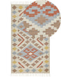 Kilim Area Rug Multicolour Cotton 80 x 150 cm Low Pile Geometric Pattern with Tassels Rectangular Traditional Beliani