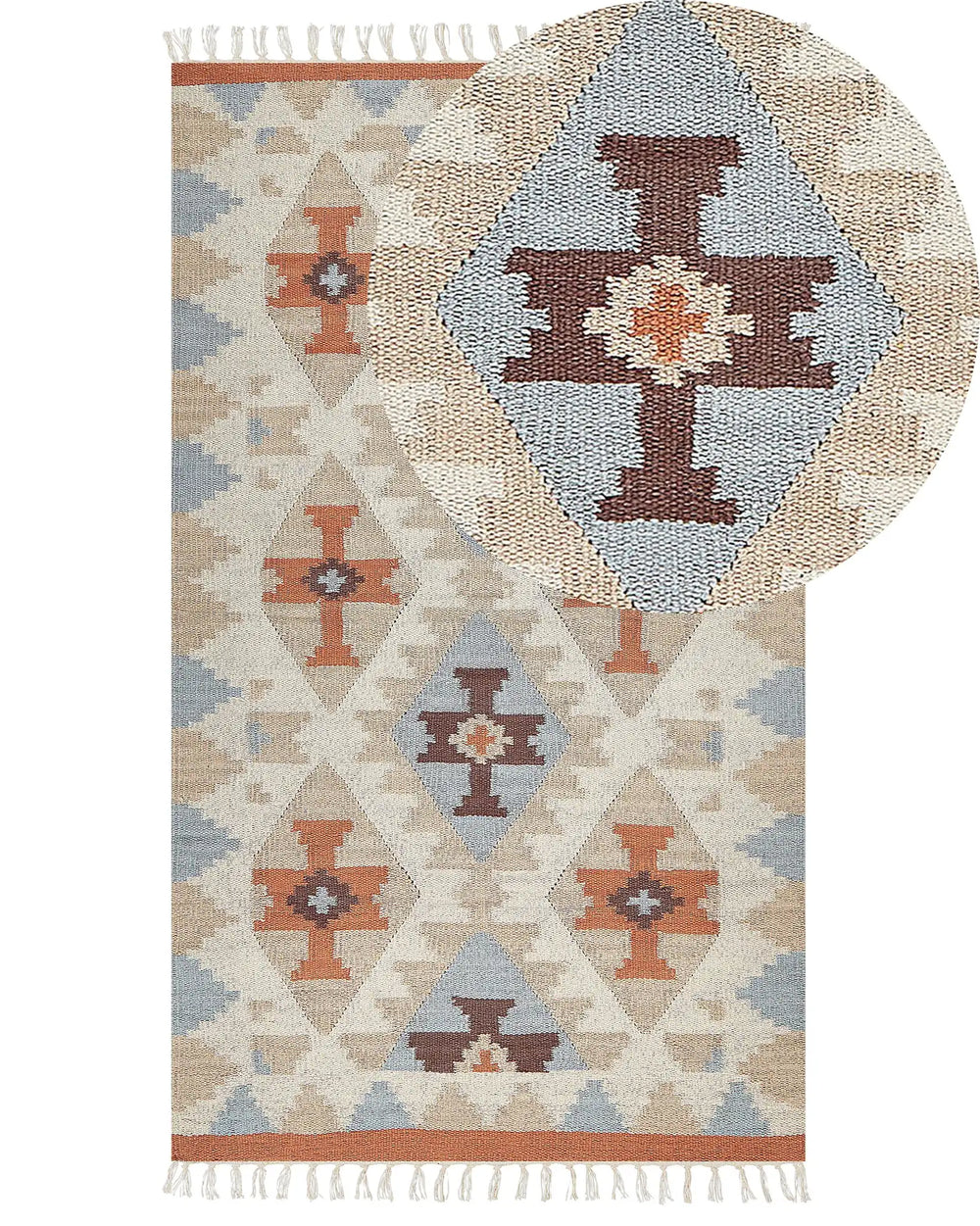 Kilim Area Rug Multicolour Cotton 80 x 150 cm Reversible Geometric Pattern Rectangular Traditional Beliani