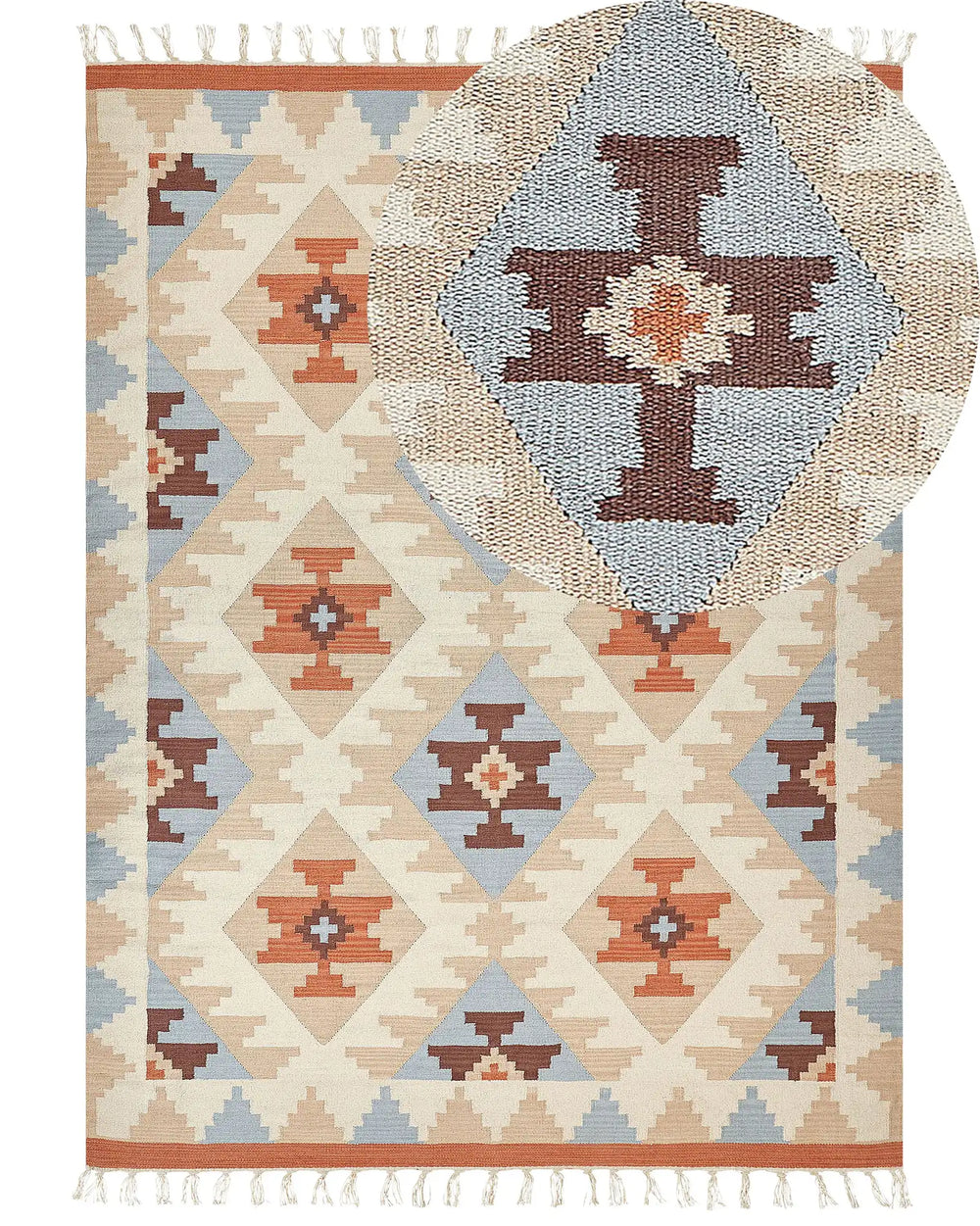 Kilim Area Rug Multicolour Cotton 160 x 230 cm Reversible Geometric Pattern Rectangular Traditional Beliani