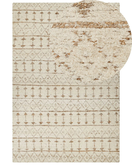 Modern Area Rug Beige 200 x 300 cm Rectangular Handwoven Reversible Low Pile Modern Living Room Bedroom Beliani