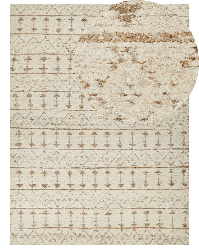 Modern Area Rug Beige 300 x 400 cm Rectangular Handwoven Reversible Low Pile Modern Living Room Bedroom Beliani